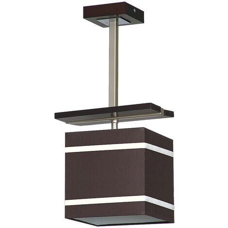 Deckenlampe E27 Braun Chrom Stoff Metall Deckenleuchte