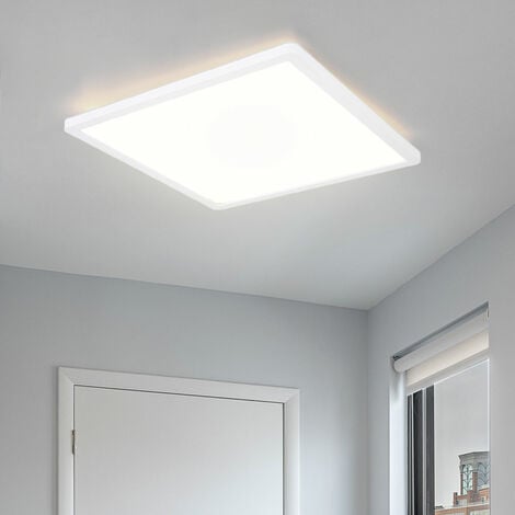 ETC-SHOP Deckenlampe LED Panel Deckenleuchte Wohnzimmerlampe modern weiß Backlight Memory Funktion, Kunststoff, 1x LED 24 Watt 2300 Lumen 3000 Kelvin LxBxH 42x42x2,5 cm