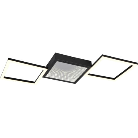 Deckenlampe LED Schlafzimmerlampe Deckenleuchte Switch Dimmer schwarz matt B66cm