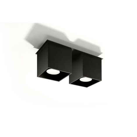 Deckenlampe Metall klein L: 26 cm flach für 2x GU10 Deckenleuchte Flur Aufputz