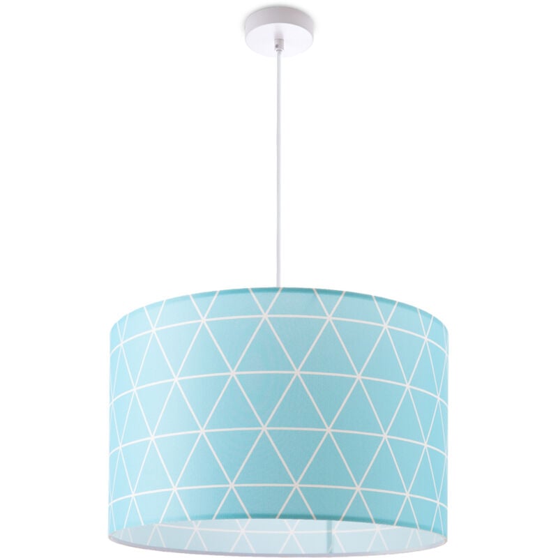 Plafonnier Suspension Salon Chambre Lampe Suspendue Scandinave Losanges E27 Bleu (Ø38cm), Lampe à suspension - Blanc - Paco Home