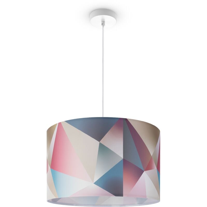 Plafonnier Abat-Jour Tissu Suspension E27 Chambre Rond Lampe à suspension - Blanc, Design 4 (Ø45,5 cm) - Paco Home