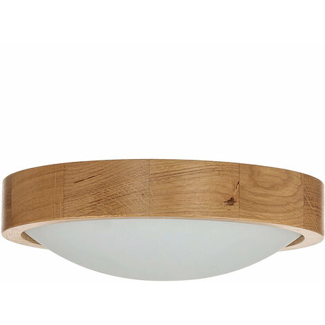 Deckenlampe rund Holz Glas Schirm Ø27cm Wohnzimmer