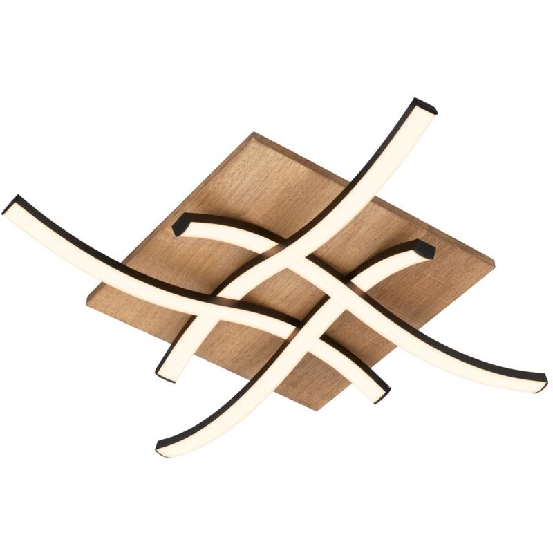 Briloner - Deckenlampe Wellenförmige Deckenleuchte Schlafzimmer Wohnzimmer Warmweiß Holz