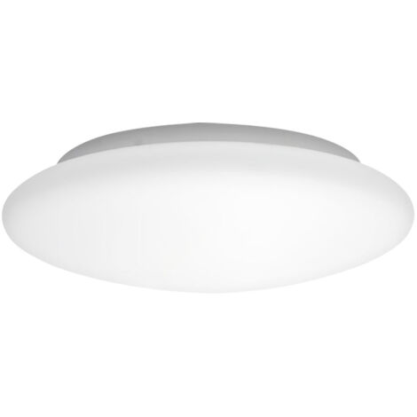 Deckenlampe Wohnzimmerleuchte Esszimmerlampe Schlafzimmerleuchte Deckenleuchte Flurlampe, Metall Glas weiß rund, 1x LED 18W 1380Lm 3000K warmweiß, D 35 cm