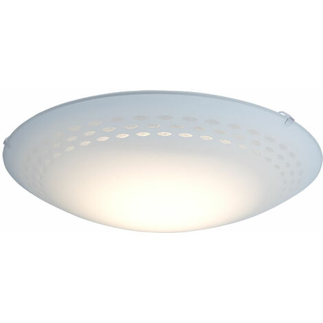 Deckenlampe Wohnzimmerleuchte LED Deckenleuchte, Metall weiß, Glas satiniert, 16W 1600lm warmweiß, DxH 39,5x10 cm, Eglo 93277