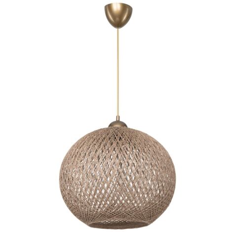 Deckenlampe Yumak MDL4746 mit Schirm aus beigem Seil H65xL35