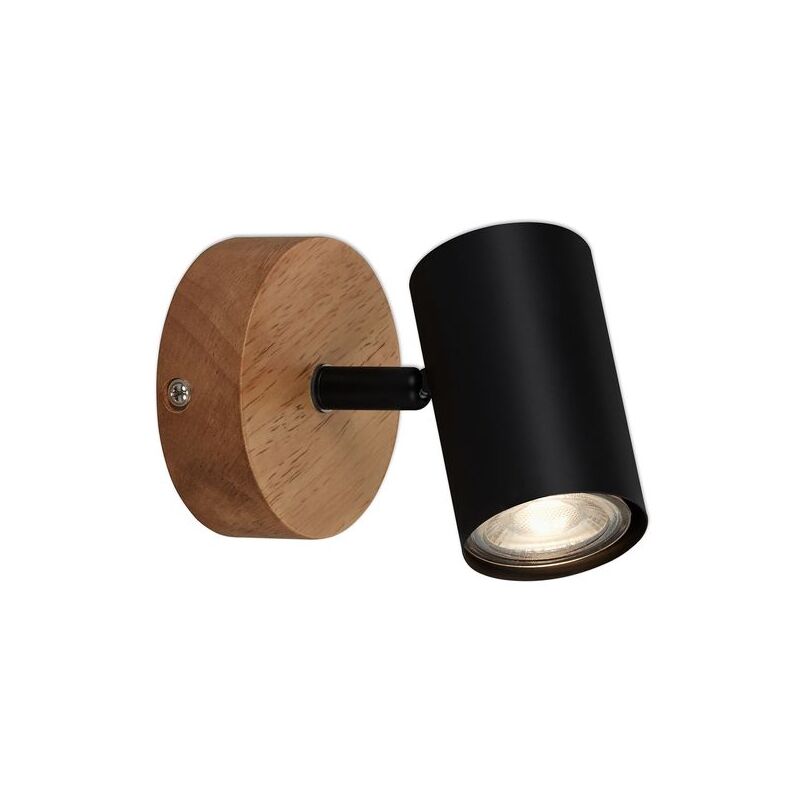 Briloner - Wandspot retro Spot dreh- & schwenkbar 1x GU10 35W Schwarz Holz