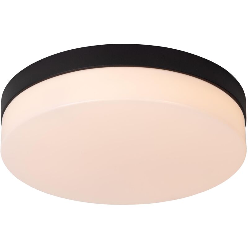 Biskit - Deckenleuchte Badezimmer - Ø 28 Cm - Led - 1x18w 2700k - Ip44 - Bewegungssensor - Schwarz - Lucide