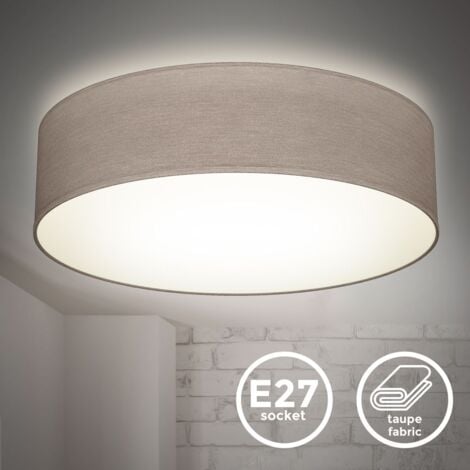 Deckenleuchte Ø30 cm - Stoffschirm, E27 Fassung, 2-flammig, taupe