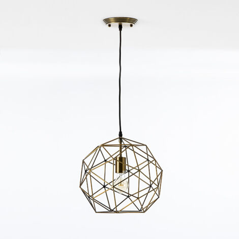 Deckenleuchte 32X32X30 Goldenes Metall mit Glühbirne