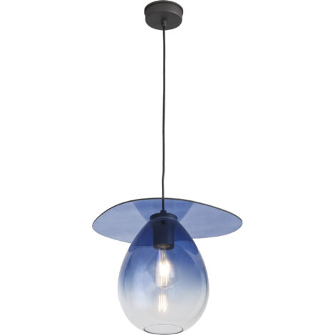 Deckenleuchte 34X33X31 Metall Schwarz/Blaues Glas