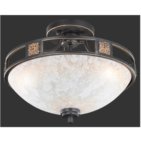 Deckenleuchte 3xE27 Quinta Ruggine Glas Alabaster Ø42 cm Trio Lighting