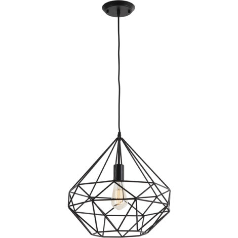 Deckenleuchte 40X40X37 Schwarz Metall Mit Glühbirne