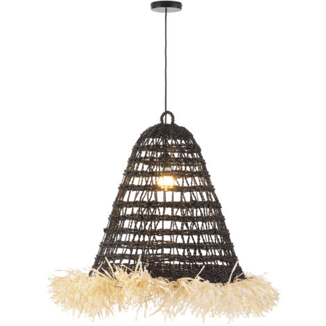 Deckenleuchte 50X60X60/200 Schwarz Sisal/Beige Synthetikquaste