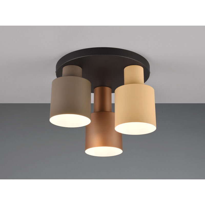 Trio Lighting Deckenleuchte Agudo 3-flammig Metall Lampenschirme Coffee Töne, Ø 37cm