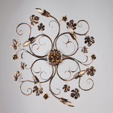 Deckenleuchte aus Eisen Brown Gold sechs Lichter 79x67x h17 cm