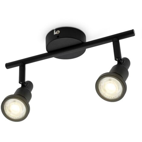 Deckenleuchte Bad LED Decken-Strahler Spot 2x GU10 Schwarz Badezimmer-Lampe IP44