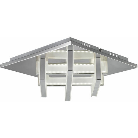 Deckenleuchte Chrom Wohnzimmerlampe LED Deckenlampe Schlafzimmerleuchte, Acryl, 15W 1200lm neutralweiß, LxH 30 x 10 cm, Esto740032