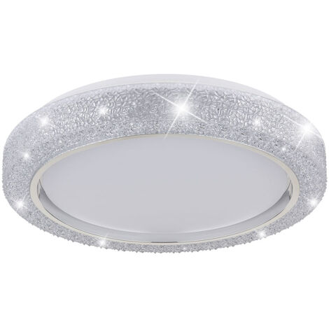 Deckenleuchte Deckenlampe Esszimmerlampe LED Designleuchte mit Kristallen, Metall Kunststoff, 1x LED 24 Watt 1400 Lumen neutralweiß, D 40 cm