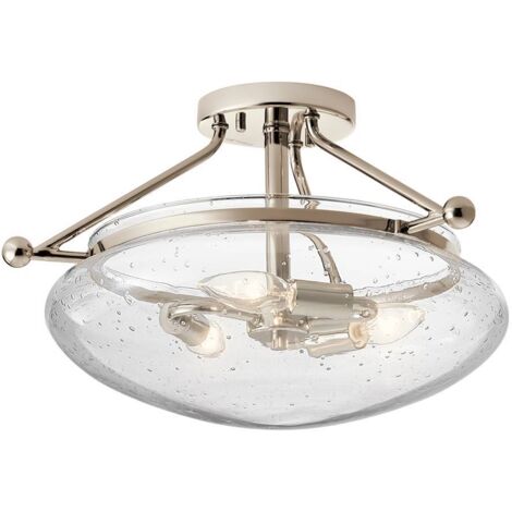 Deckenleuchte Deckenlampe Esszimmerlampe silber Stahl Glas D 26,6 cm 1-flammig