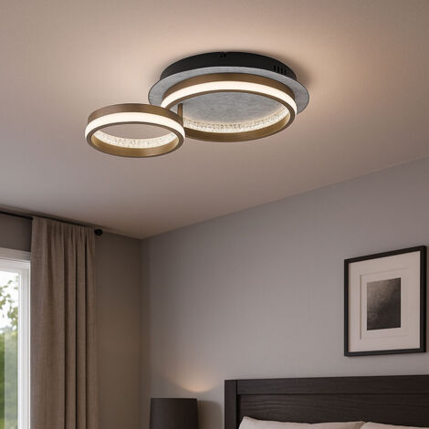 Deckenleuchte Deckenlampe LED Wohnzimmerlampe schwarz Memory Nachtlicht, Aluminium, Metall, 1x LED 30 W 1200lm warmweiß-kaltweiß, L 47,2 cm