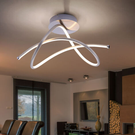 Deckenleuchte Deckenlampe Schlafzimmerleuchte Designleuchte Wohnzimmer, modern, Stahl silber, 1x LED 26W 1700Lm 3000K, HxLxB 28x51x23 cm