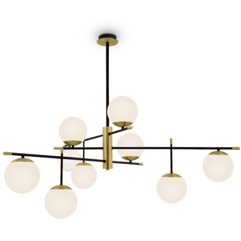 Deckenleuchte Deckenlampe Wohnzimmerlampe Metall Glas Matt-Gold D 131,5 cm