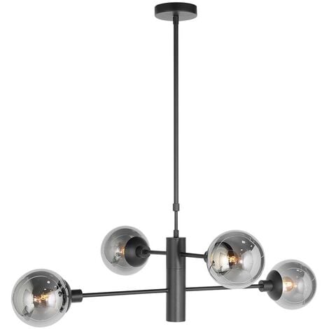 Deckenleuchte Deckenlampe Wohnzimmerlampe Metall Glas Schwarz LED Spot L 105 cm