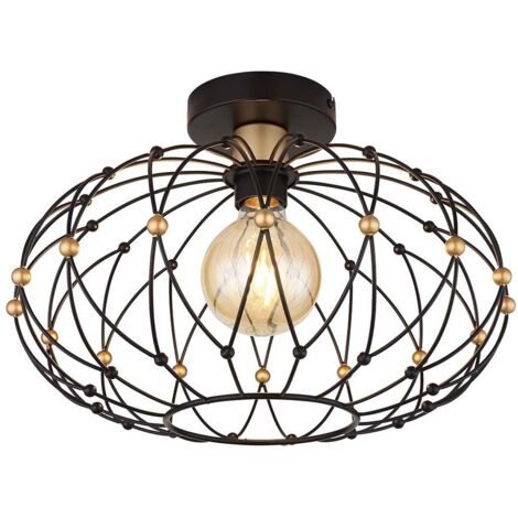 Deckenleuchte Deckenlampe Wohnzimmerlampe schwarz Goldoptik D 40 cm