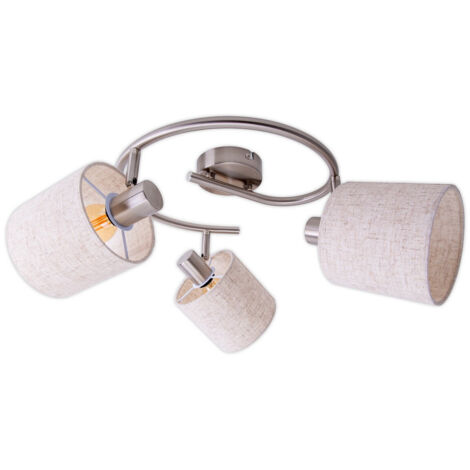 Deckenleuchte Deckenlampe Wohnzimmerleuchte 3 flammig beige E14 Textil D 52 cm