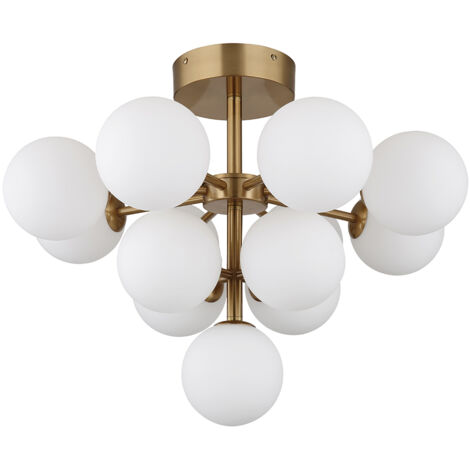 Deckenleuchte Deckenlampe Wohnzimmerleuchte Gold Glaskugeln 13-Flammig D 56 cm