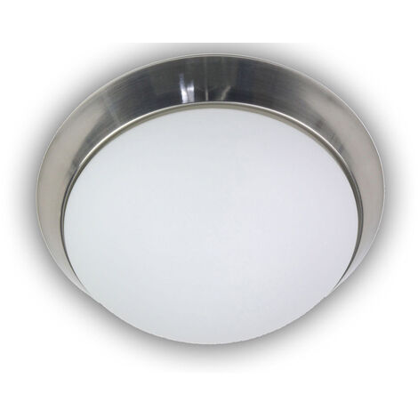 Deckenleuchte / Deckenschale, Opalglas matt, Dekorring Nickel matt, Ø 40cm