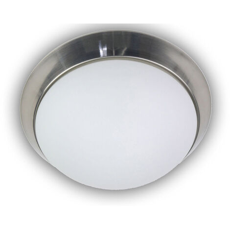 Deckenleuchte / Deckenschale, Opalglas matt, Dekorring Nickel matt, Ø 45cm