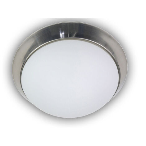 Deckenleuchte / Deckenschale, Opalglas matt, Dekorring Nickel matt, Ø 50cm