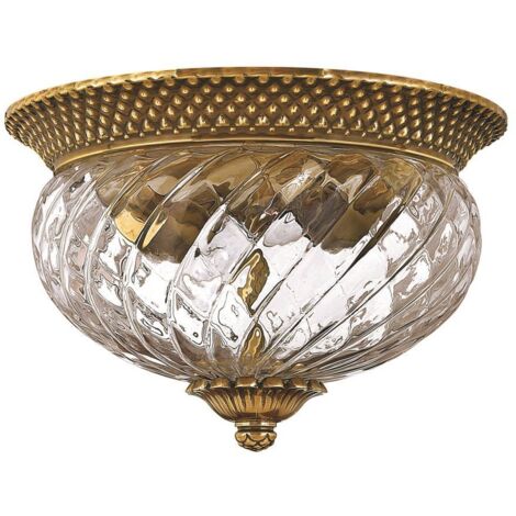 Deckenleuchte Designleuchte Wohnzimmerlampe 2-Flammig Messing Glas klar E27
