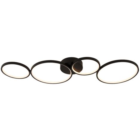 Deckenleuchte Designleuchte Wohnzimmerlampe Alu schwarz LED dimmbar opal Ringe