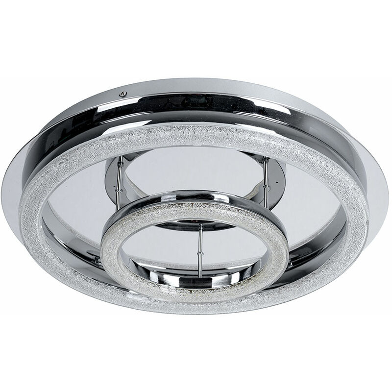 Globo - Deckenleuchte dimmbar Chrom Wohnzimmerlampe Kristalle Deckenlampe Kristallleuchte, 1x LED 36W 2970Lm neutralweiß, DxH 50x11,5 cm