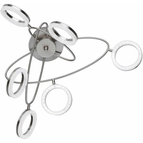 Deckenleuchte dimmbar LED Deckenlampe Wohnzimmer mit beweglichen Spots, nickel matt, 6x 4,5W 6x 320lm warmweiß, LxH 60 x 30 cm Wofi 9295.06.64.6100