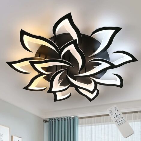 DELAVEEK Deckenleuchte Dimmbare Kreative Blumenform Deckenlampe Dimmbar 3000K-6000K Für Wohnzimmer Schlafzimmer Esszimmer Büro Schwarz