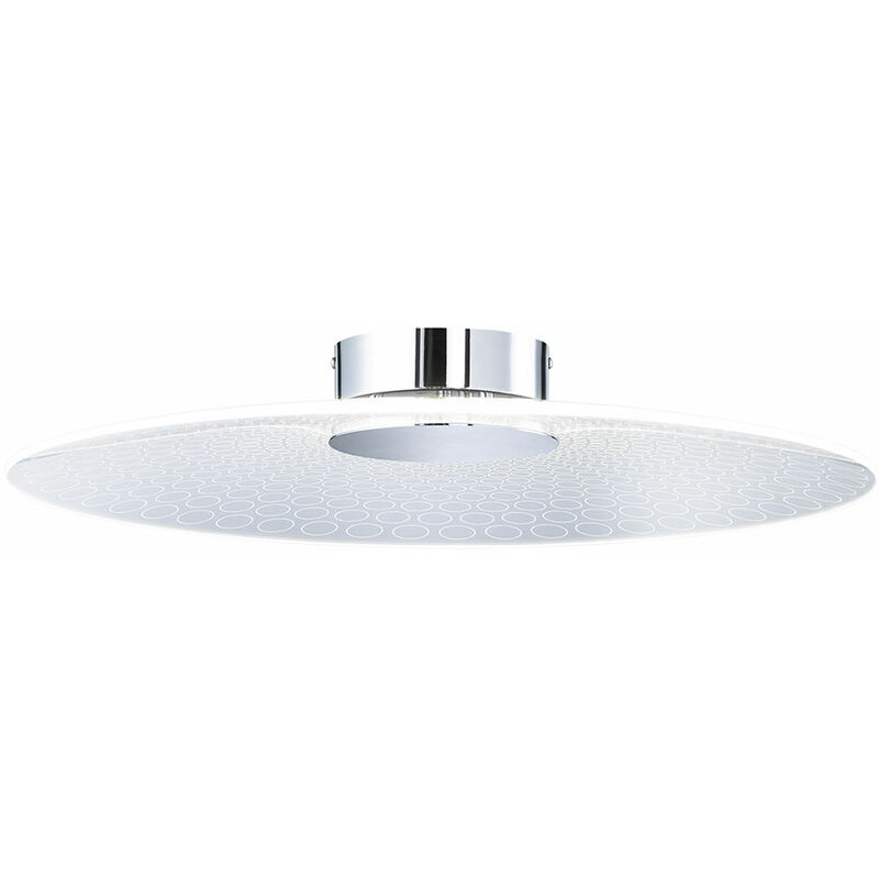 Wofi - Deckenleuchte Glasdeckenleuchte Deckenlampe Wohnzimmerleuchte Acrylscheibe, chrom, IP20, 1x LED 15 Watt 1500 Lm warmweiß, HxTxB: 9x49x49 cm