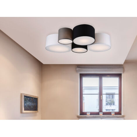 Deckenleuchte HOTEL 5-flammig, Stoff Lampenschirme mehrfarbig, Breite 90cm