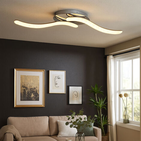 Deckenleuchte Kristalle Wohnzimmerleuchte silber LED Küchenlampe Deckenlampe, Metall Acryl, LED 24W 2800Lm warmweiß, L 75 cm