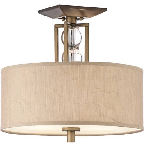 Deckenleuchte Lampe Designlampe Wohnzimmerleuchte Glas Leinen Kristalle Bronze