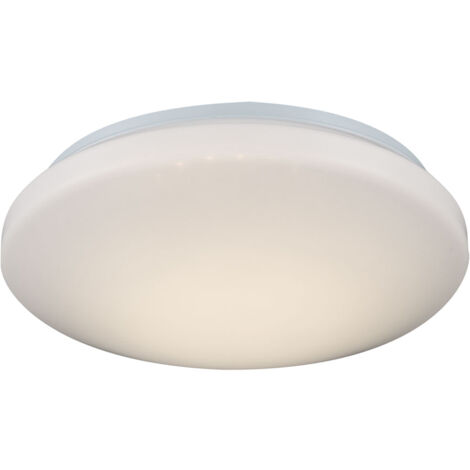 Deckenleuchte Lampe Schlafzimmerleuchte Küchenlampe Wohnzimmer, Metall weiß rund modern, 1x LED 12W 960Lm 3000K, DxH 26x8,5 cm