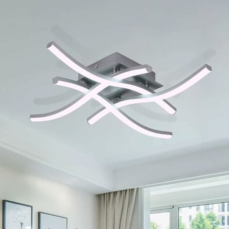 AISKDAN Deckenleuchte LED, Gebogen Design Deckenlampe, Modern LED Deckenbeleuchtung, 4 eingebaute Graue LED Lichtleisten, 24W 2400LM, 6500K Kaltweißes Licht für Schlafzimmer, Wohnzimmer