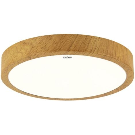 LICHT-ERLEBNISSE Deckenleuchte LED Metall rund Ø 38 cm IP44 Holz (Eiche) neutralweißes Licht 4100 K 1680 lm