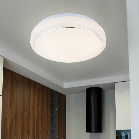 Deckenleuchte LED Wohnzimmerleuchte Decke Deckenlampe Modern, Alu weiß, 1x LED 8W 550Lm warmweiß, DxH 26x8 cm