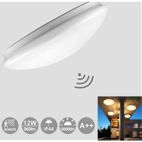 RANDACO Deckenleuchte mit Bewegungsmelder 12W LED Badleuchte Sensor Badlampe Warmweiß