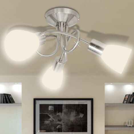 Deckenleuchte mit Glas-Lampenschirmen für 3 E14 Glühlampen vidaXL